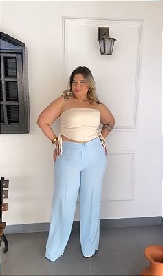 Calça Pantalona Cleo Azul BB Plus Size