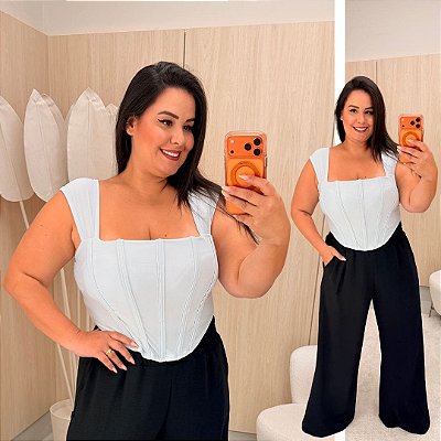 Cropped Jasmine Corselet Branco Plus Size