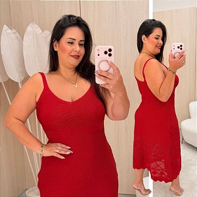 Vestido Alça Modal Viviana Vermelho Plus Size