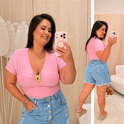 Cropped Pedra Dani Rosa BB Plus Size