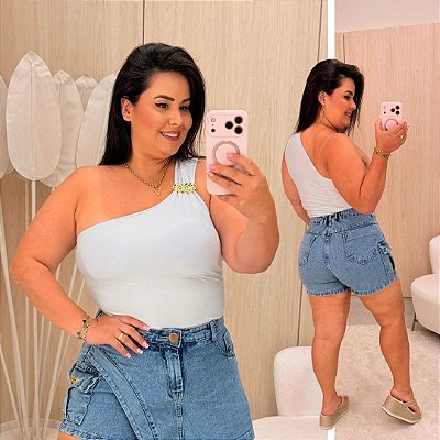 Body Nula Fivela Rubi Branco Plus Size
