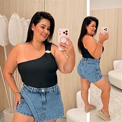 Body Nula Fivela Rubi Preto Plus Size