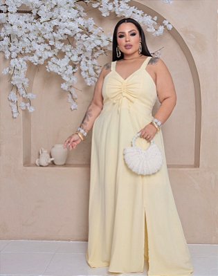 Vestido Longo Melody Amarelo Plus Size