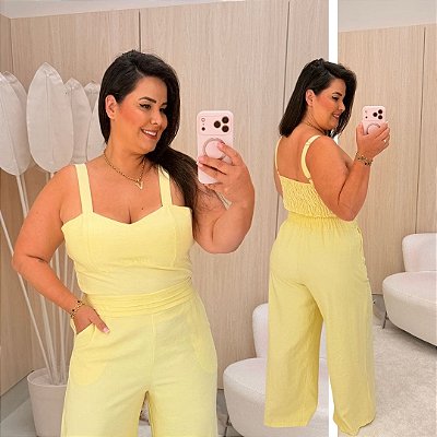 Conjunto Alça Melany Amarelo Plus Size