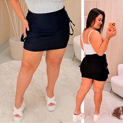 Short Saia Cargo Vip Cris Preto Plus Size