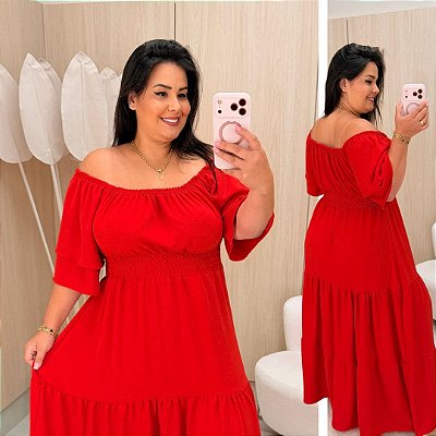 Vestido Ciganinha Mali Vermelho Plus Size