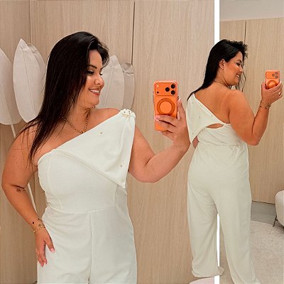 Macacão Luxo Laço Alessandra Off Bela Plus Size