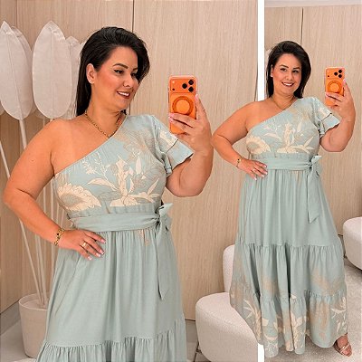 Vestido Nula Cindy Verde Claro Plus Size