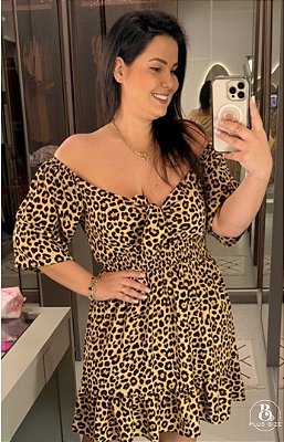 Vestido Susan Manga Onça Plus Size