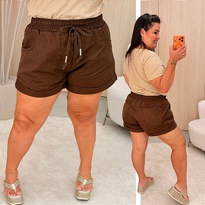 Short Jeans FF Maíra Marrom Plus Size