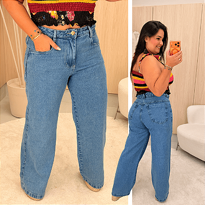 Calça Jeans Wide Leg PB Valéria Plus Size