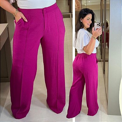 Calça Pantalona Duna Fúcsia Plus Size