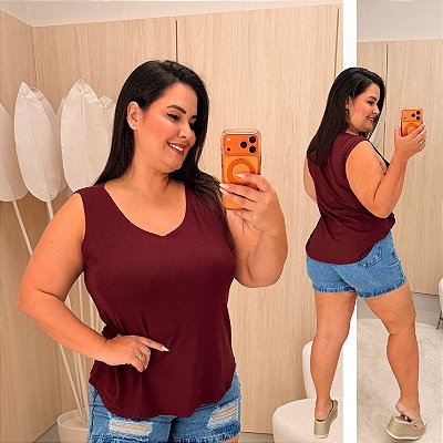Blusa Regata Fit Laís Marsala Plus Size