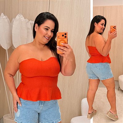 Blusa Bata Modal Ester Laranja Plus Size