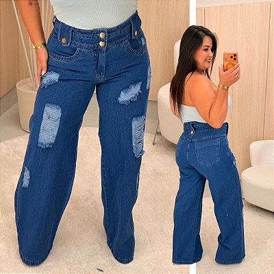 Calça Jeans Wide Leg Awa Clarice Plus Size