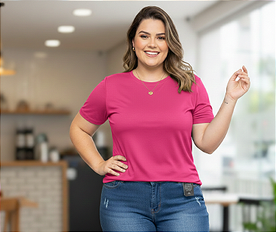 T shirt Básica Alice Pink Plus Size