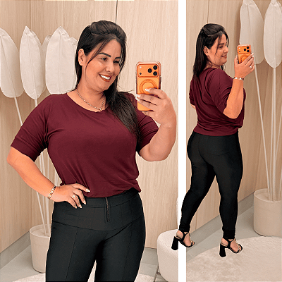 Blusão Visco Yasmin Vinho Plus Size