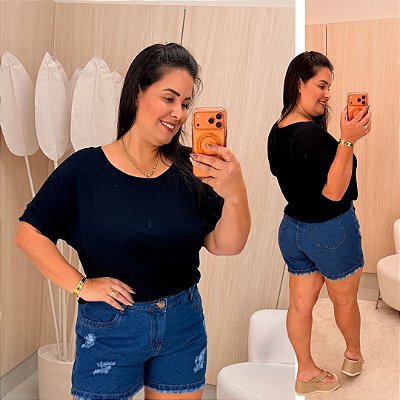 Blusão Visco Yasmin Preta Plus Size