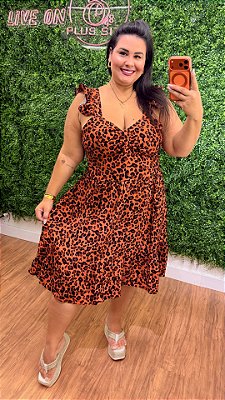 Vestido Curto Mali Animal Print Plus Size
