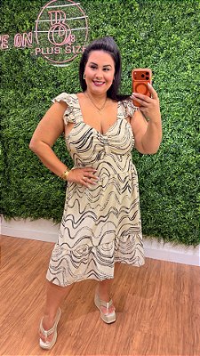 Vestido Curto Mali Off Ondulado Preto Plus Size