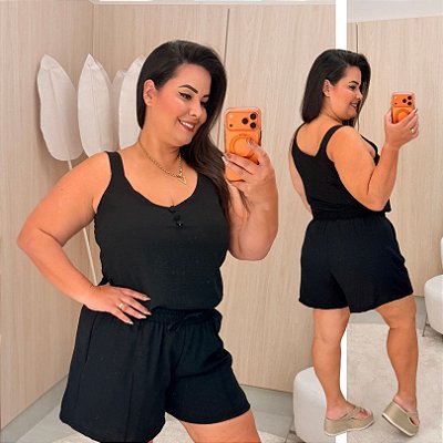 Conjunto Alça Gabriela Preto Plus Size