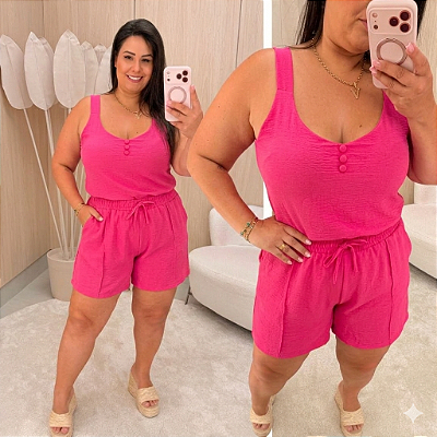 Conjunto Alça Gabriela Pink Plus Size
