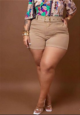 Short Alfaiataria Francine Bege Plus Size
