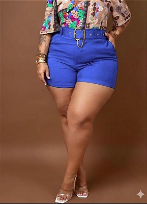Short Alfaiataria Francine Azul Plus Size