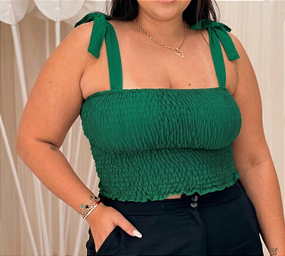 Cropped Elastex Alça Verde Plus Size