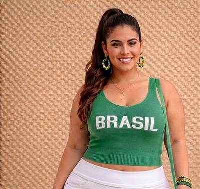 Cropped Alça Modal BR Verde Plus Size