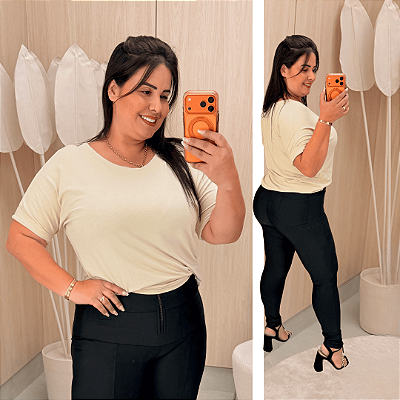 Blusão Visco Yasmin Bege Plus Size