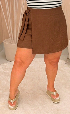 Short Saia Babi Marrom Plus Size