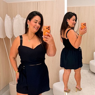 Conjunto Curto Luci Preto Plus Size
