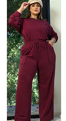 Conjunto Moletinho Grazi Vinho Plus Size