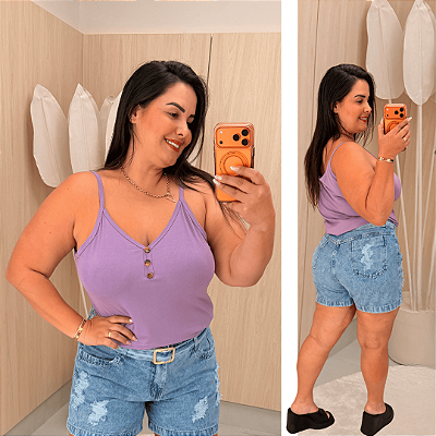 Alcinha Botão Julia Lilás Plus Size