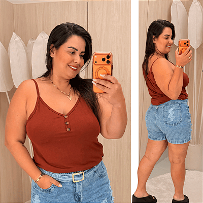 Alcinha Botão Julia Terra Cota Plus Size