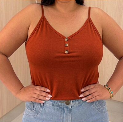 Alcinha Botão Julia Terra Cota Plus Size