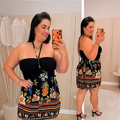 Macaquinho Multi Formas Verão Preto Plus Size