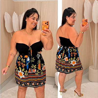 Macaquinho Multi Formas Verão Preto Plus Size