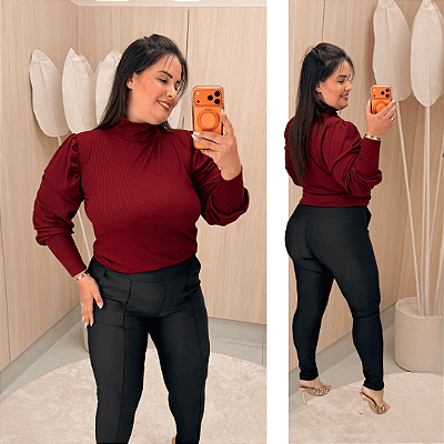 Blusa Manga Princesa Lidia Vinho Plus Size
