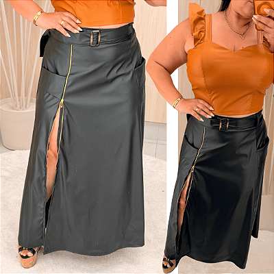 Saia Longa Corino Paola Preto Plus Size