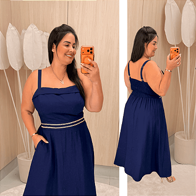 Vestido Julia Alça Azul Plus Size