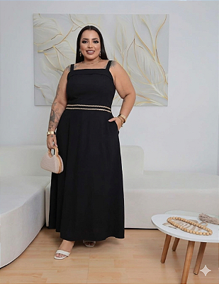 Vestido Julia Alça Preto Plus Size