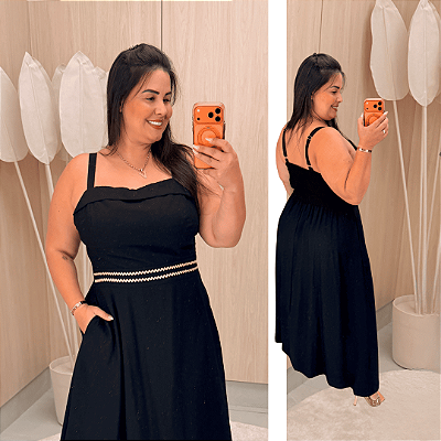 Vestido Julia Alça Preto Plus Size