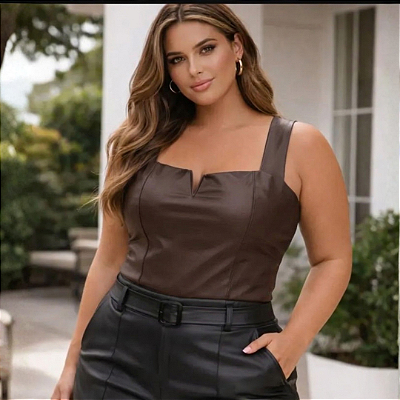 Cropped Laura Corino Marrom Plus Size