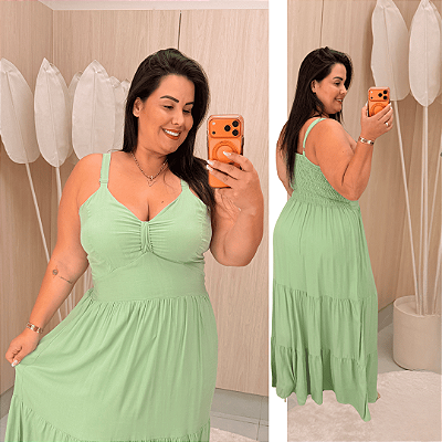 Vestido Helena Alça Verde Plus Size