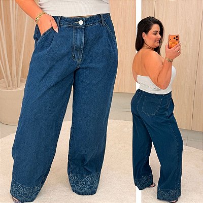 Calça Jeans PB Wide Leg Maju Plus Size