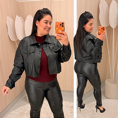 Jaqueta Corino Sosi Preto Plus Size