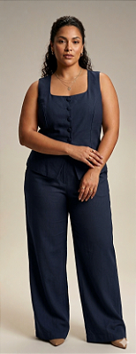 Conjunto Calça Bruna Azul Marinho Plus Size