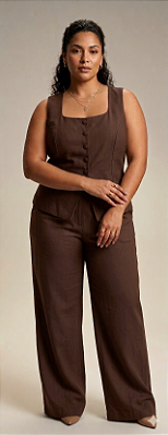 Conjunto Calça Bruna Marrom Plus Size